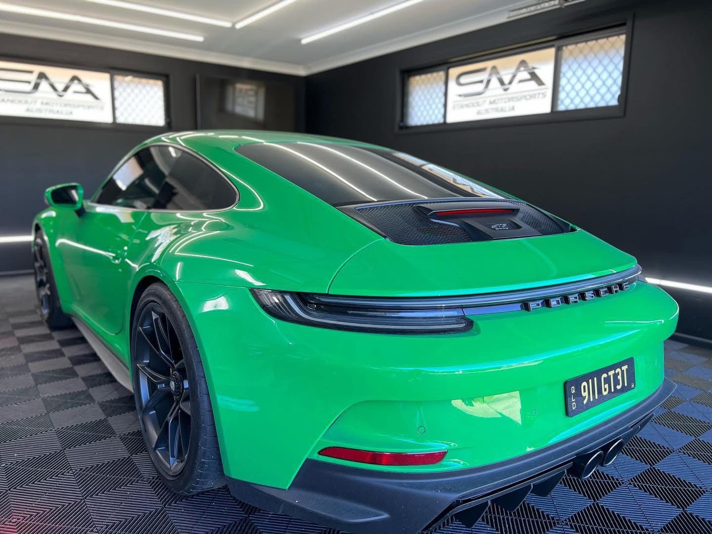 Paint protection film on a Porsche 911 GT3 rear